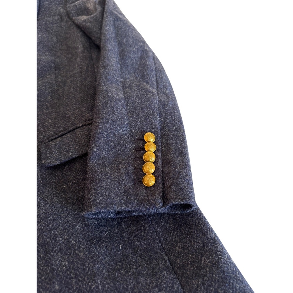 J.Crew Regent Blazer Moon British Wool Herringbone Navy Gold Button Sz 2 - Picture 4 of 9
